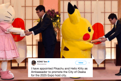 Bộ đôi đáng yêu Pikachu và Hello Kitty chính thức trở thành đại sứ văn hóa của Osaka